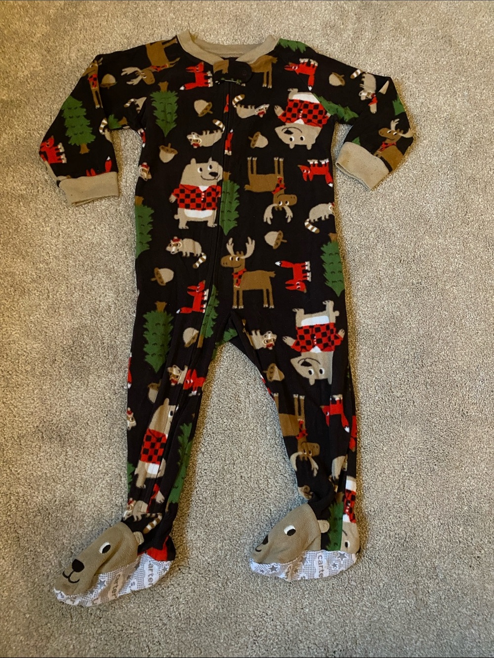Carter’s 18 Month One-Piece Footed Pajama - Black Forest Animal Print